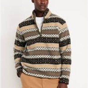 Old Navy Men's Zip Up Sweater - Brown, Black, Cream